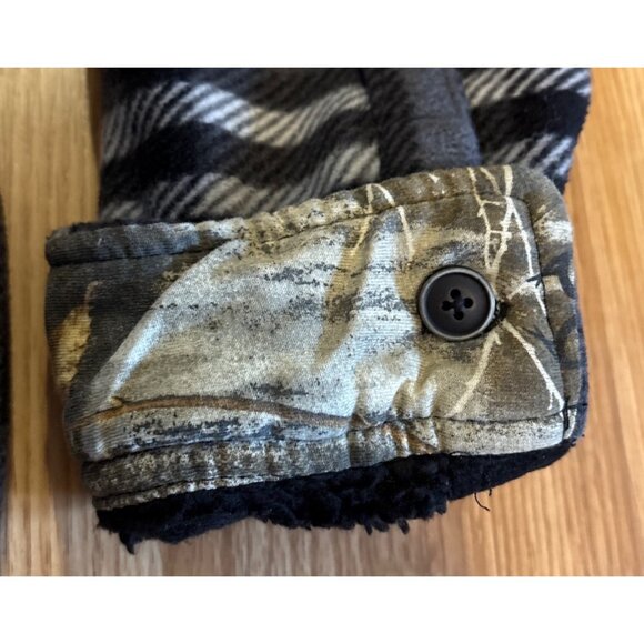 Boston Traders Realtree Shirt Jacket Men L/G Plaid Sherpa Lined Fleece Pockets - Picture 7 of 10